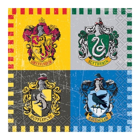 serviettes Harry Potter, lot de 16 petites serviettes de 24 x 24 cm - décoration de table