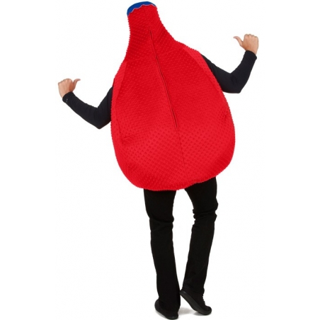 Costume bouteille d'Orangina rouge pour adulte, combinaison avec cerceau Costume bouteille d'Orangina rouge pour adulte, combinaison avec cerceau