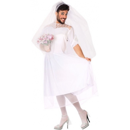 Robe de mariée pour homme avec voile, un déguisement idéal pour un enterrement de vie de célibataire