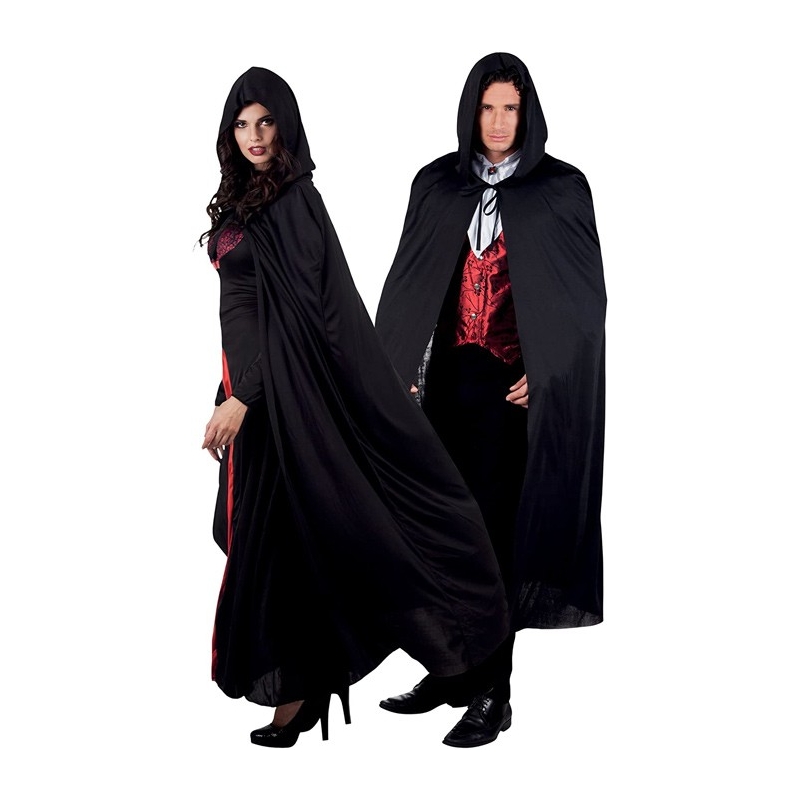 Cape noire avec capuche idéale pour vos costumes de vampire ou de sorcier