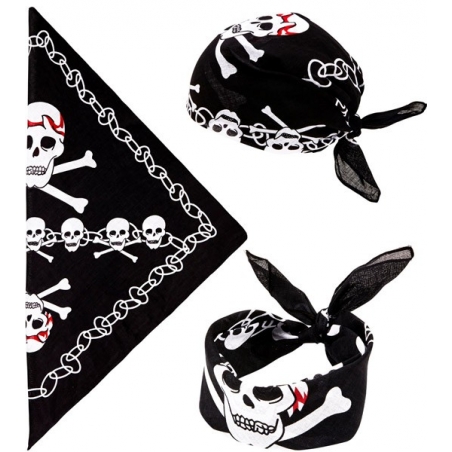 Bandana noir idéal pour compléter un déguisement de pirate (3 façons de le porter)