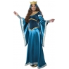 Longue robe médiévale de couleur bleue avec couronne pour femme - costumes médiévaux 