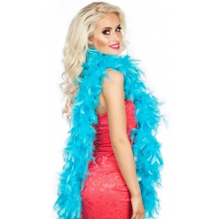 Boa bleu turquoise en plumes idéal pour accessoiriser votre déguisement pour le carnaval