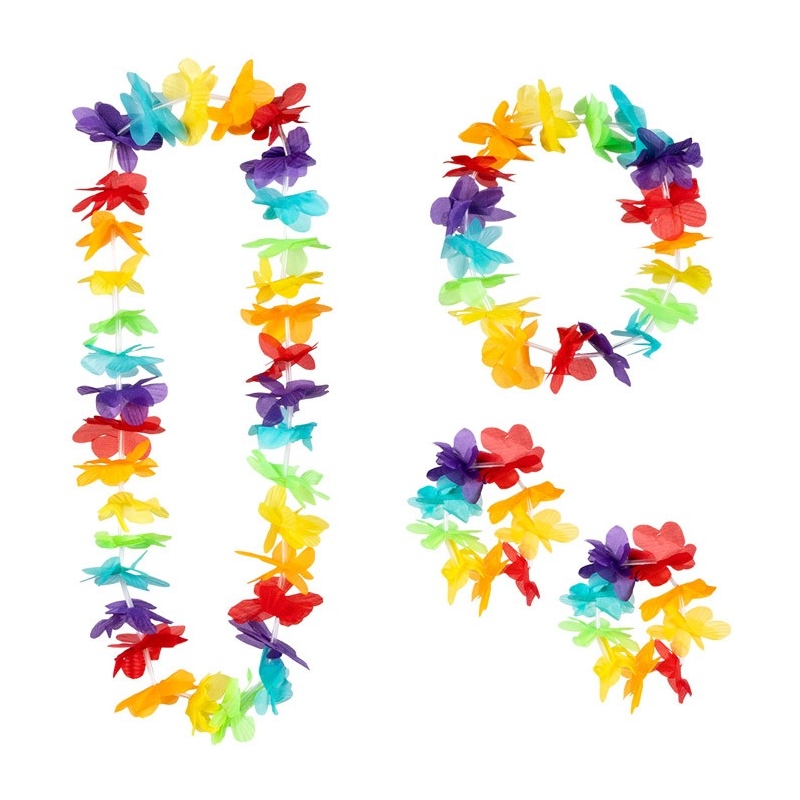 Set Hawaïen avec collier, bandeau et bracelets