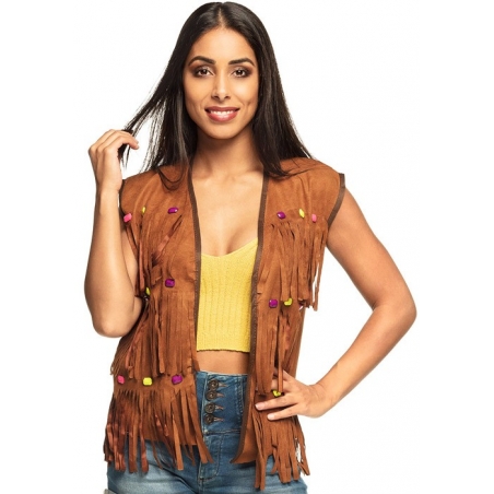 Veste hippie pour femme en matière imitation daim