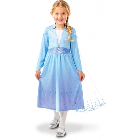 Déguisement La reine des neiges 2 classique, robe d'Elsa avec cape sous licence officielle Disney 