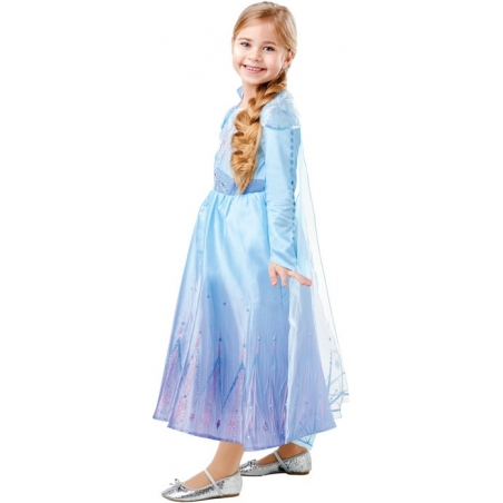 Robe Disney La reine des neiges 2 pour fille, déguisement d'Elsa luxe avec cape