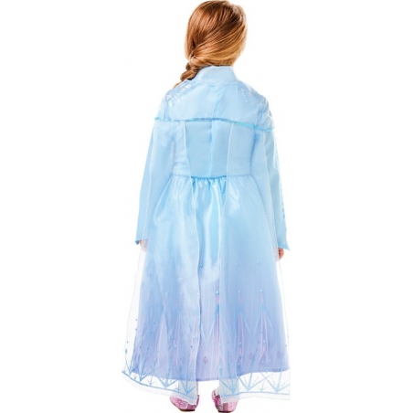 Déguisement Disney La reine des Neiges, robe d'Elsa en version luxe avec cape pour filles de 3 à 10 ans