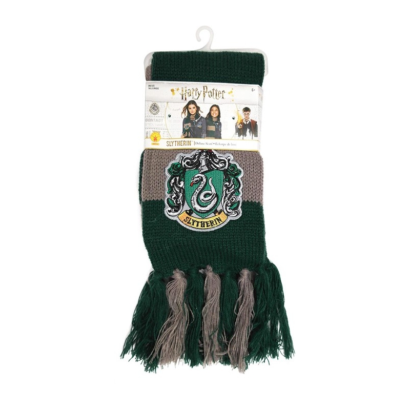 Écharpe Serpentard décorée du blason de la maison Serpentard sous licence officielle Harry Potter
