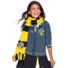 Écharpe Poufsouffle luxe sous licence Harry Potter portée par une fille Écharpe Poufsouffle luxe sous licence Harry Potter portée par une fille