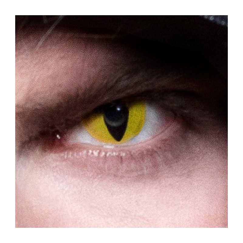 Paire de lentilles jaune reptile utilisable jusqu'à 3 mois après ouverture - Maquillage Halloween
