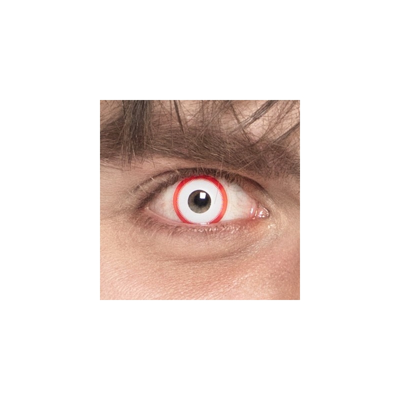 Lentilles blanches avec un bord rouge pour offrir un véritable regard de psychopathe