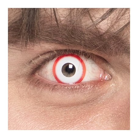 Lentilles blanches avec un bord rouge pour offrir un véritable regard de psychopathe