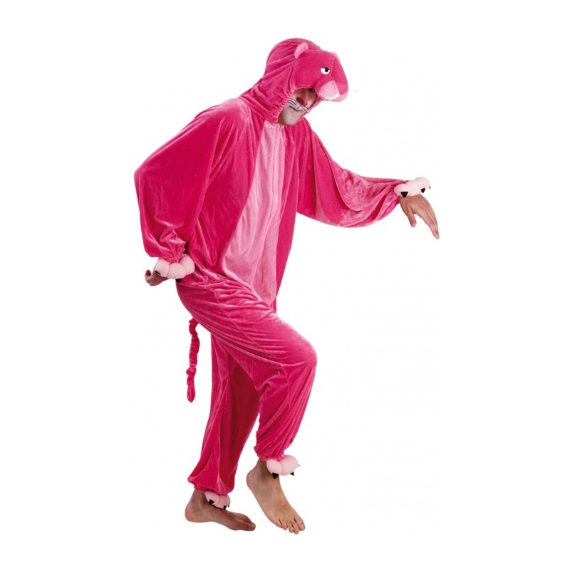 Déguisement Panthère Rose pour adulte en matière peluche, un costume idéal pour le carnaval ou une soirée festive
