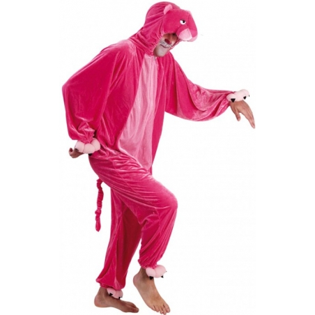 Déguisement Panthère Rose pour adulte en matière peluche, un costume idéal pour le carnaval ou une soirée festive