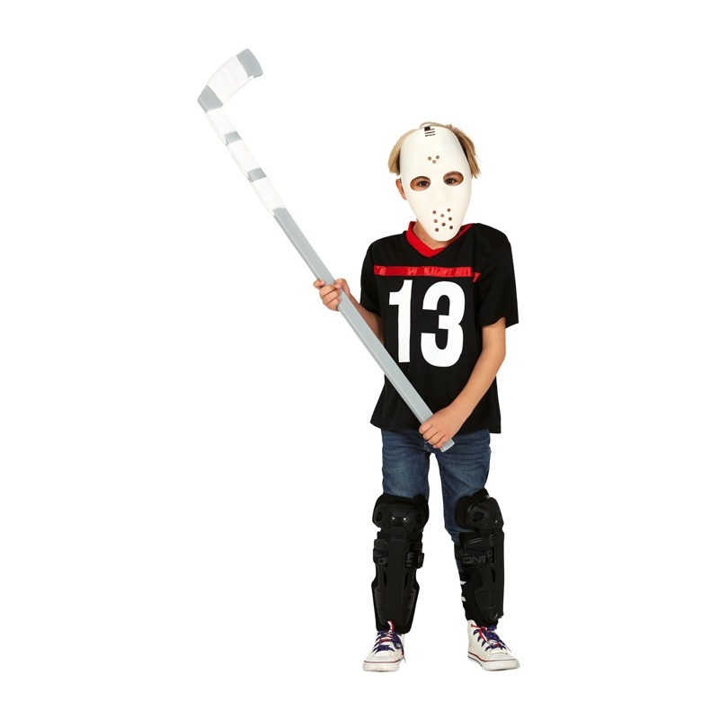 Déguisement de tueur pour garçon avec masque de hockey, t-shirt et jambières digne de Jason du film d'horreur Vendredi 13