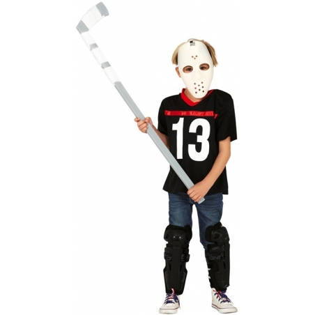 Déguisement de tueur pour garçon avec masque de hockey, t-shirt et jambières digne de Jason du film d'horreur Vendredi 13