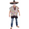 Poncho Mexicain Jour des Morts pour homme présenté avec une suggestion de maquillage squelette Poncho Mexicain Jour des Morts pour homme présenté avec une suggestion de maquillage squelette
