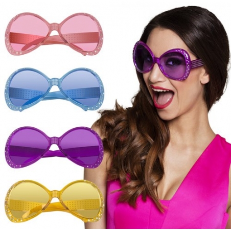 Lunettes disco avec strass disponible en différents coloris