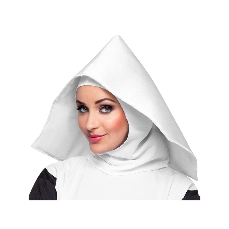 Coiffe de Nonne Mère Supérieure avec cagoule blanche