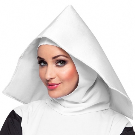 Coiffe de Nonne Mère Supérieure avec cagoule blanche