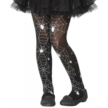 Paire de collants pour fille avec motif araignée idéale pour compléter un déguisement de sorcière pour Halloween