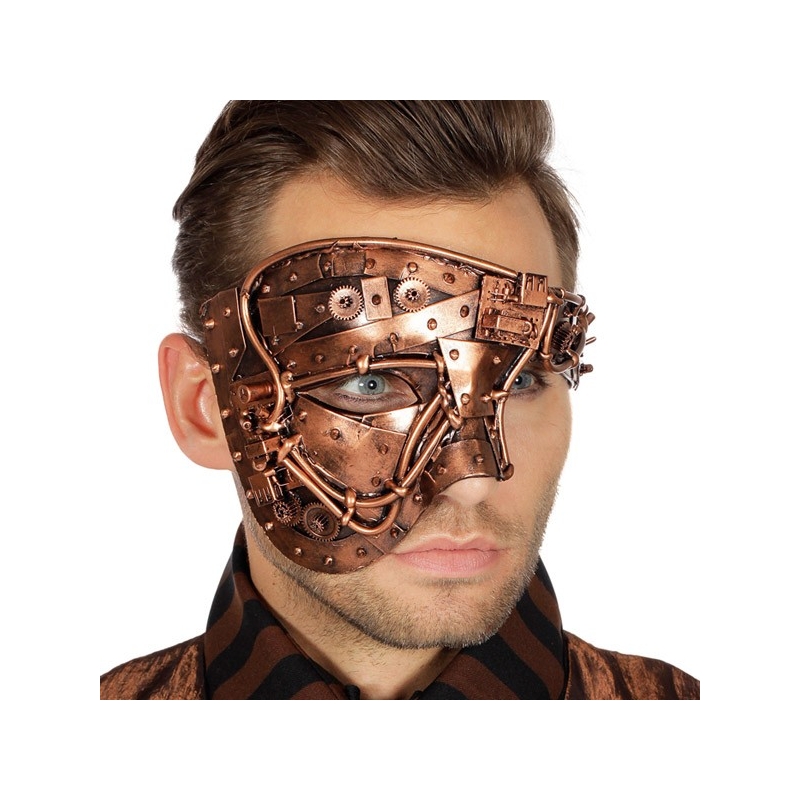 demi masque Steampunk pour homme - couleur bronze