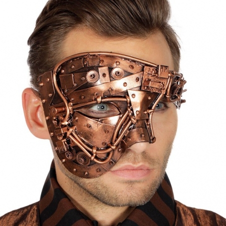 demi masque Steampunk pour homme - couleur bronze
