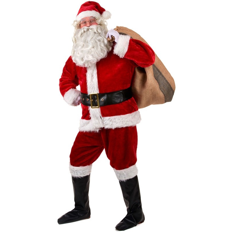 Costume de Père Noël luxe avec accessoires (barbe, lunettes, sur-bottes)