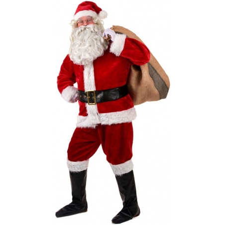 Costume de Père Noël luxe avec accessoires (barbe, lunettes, sur-bottes)