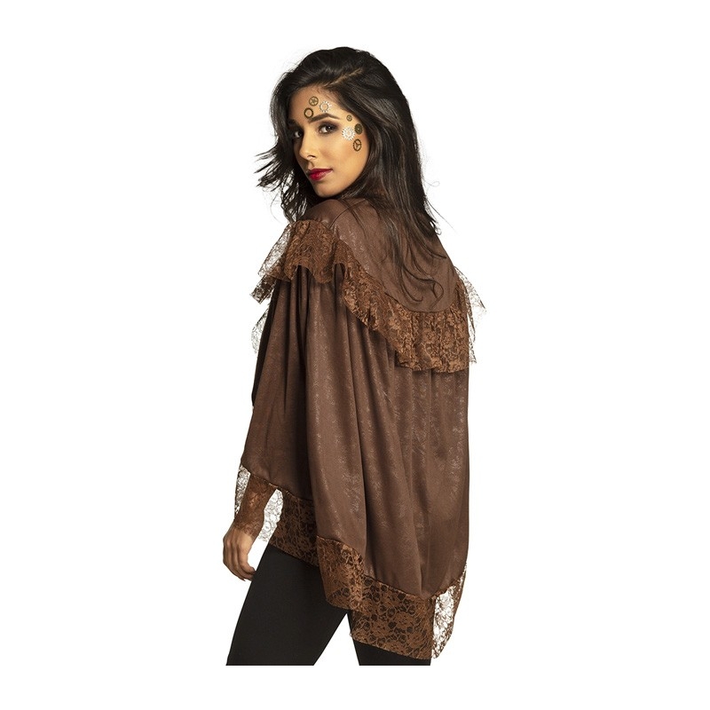 Steampunk cape marron avec dentelle d'environ 85 cm