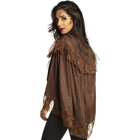 Steampunk cape marron avec dentelle d'environ 85 cm