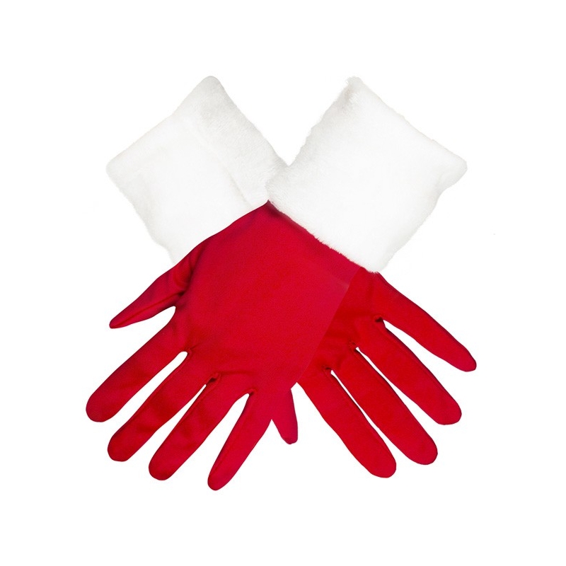 paire de gants rouge avec fourrure blanche, idéale pour accessoiriser votre tenue de Noël