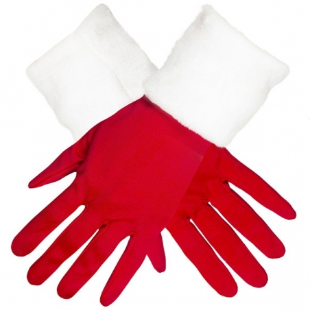 paire de gants rouge avec fourrure blanche, idéale pour accessoiriser votre tenue de Noël