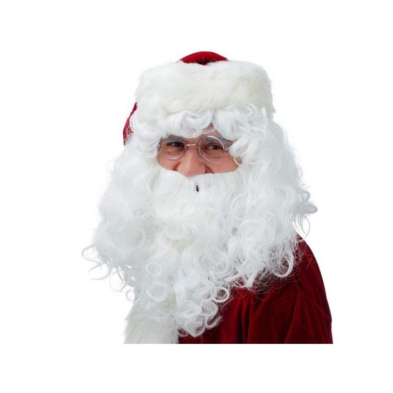 barbe de Père Noël avec perruque : couleur blanc