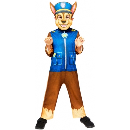 déguisement Chase Pat Patrouille pour enfant avec combinaison et masque sous licence officielle déguisement Chase Pat Patrouille pour enfant avec combinaison et masque sous licence officielle