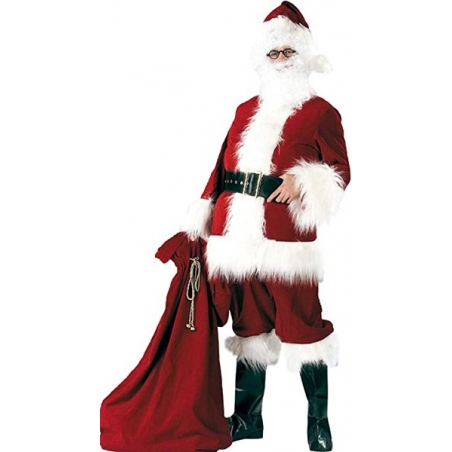 costume de Père Noël rouge bordeaux comprend le pantalon, la veste, le bonnet, la ceinture et une paire de couvre-bottes