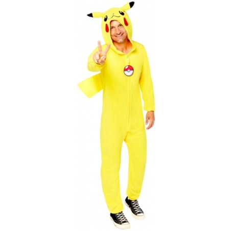 déguisement de Pikachu pour homme et femme avec combinaison à capuche, un costume Pokémon sous licence officielle