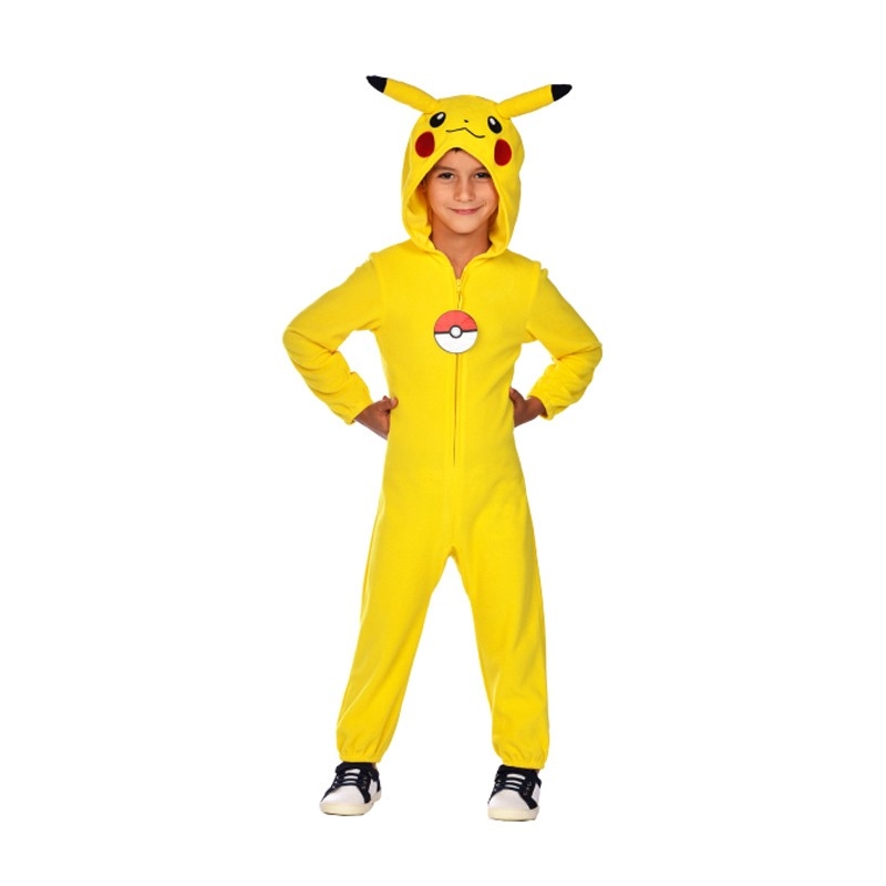 déguisement de Pikachu garçon et fille avec combinaison à capuche et queue en éclair - Costume Pokémon officiel