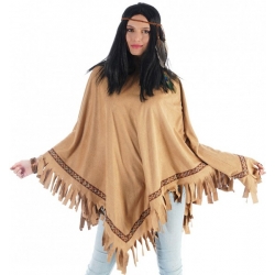 poncho indien en matière imitation suédine, un accessoire idéal pour compléter un déguisement d'indienne
