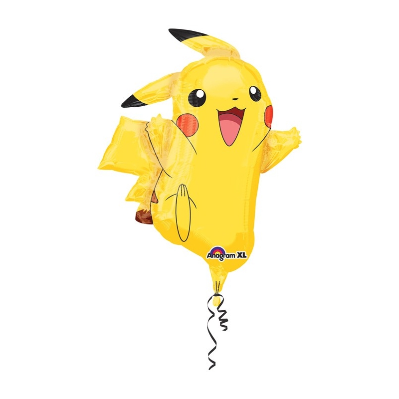 Ballon Pikachu Pokémon, un ballon hélium en forme de Pikachu idéal pour agrémenter sa déco d'anniversaire Pokémon