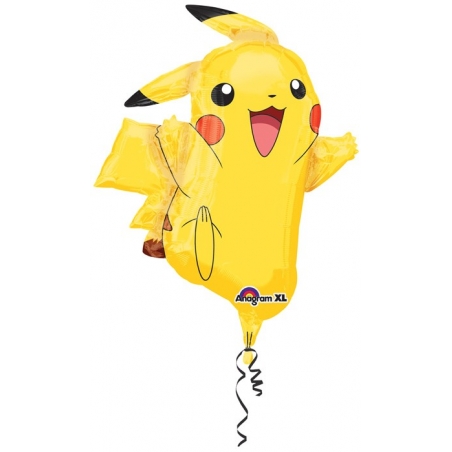 Ballon Pikachu Pokémon, un ballon hélium en forme de Pikachu idéal pour agrémenter sa déco d'anniversaire Pokémon