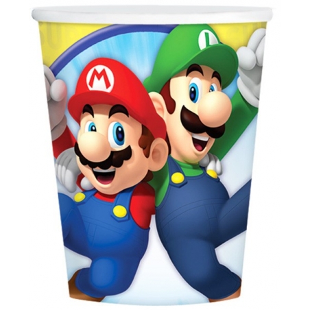 8 Gobelets Super Mario, un lot idéal pour réaliser une décoration de table pour une fête d'anniversaire Mario