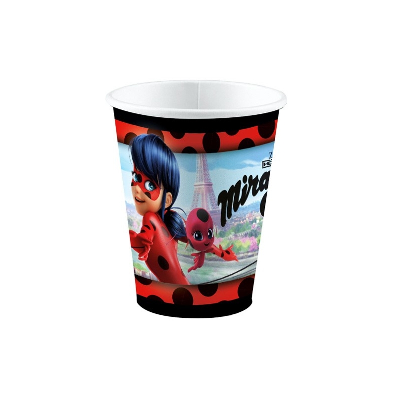 Lot de 8 gobelets Miraculous Ladybug idéal pour décorer vos tables d'anniversaire Miraculous 
