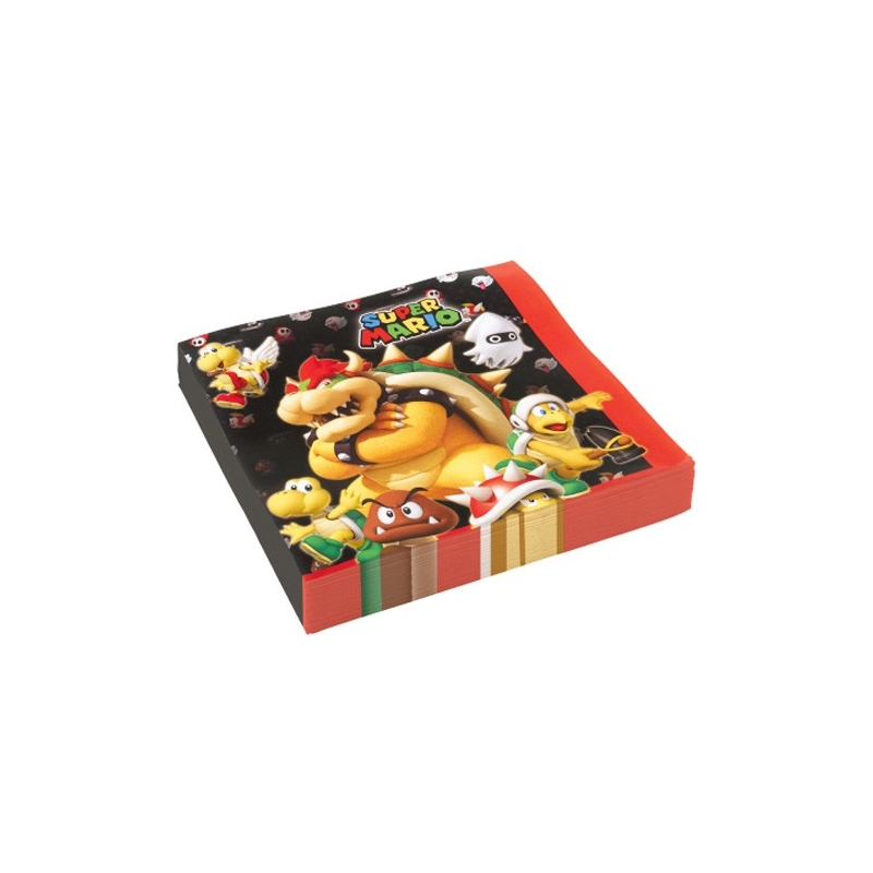 Serviettes Mario Bowser idéales pour décorer vos tables à l'occasion d'un anniversaire Super Mario