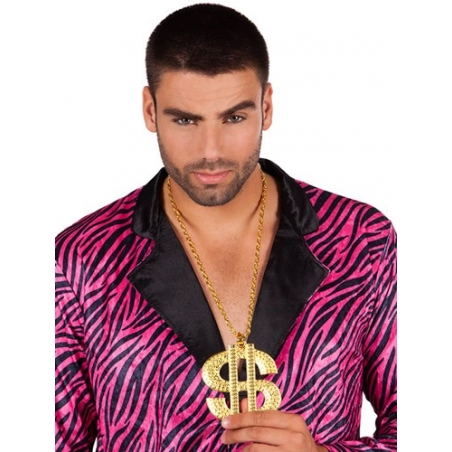 Collier Dollar or géant idéal pour accessoiriser votre costume de rappeur US Collier Dollar or géant idéal pour accessoiriser votre costume de rappeur US