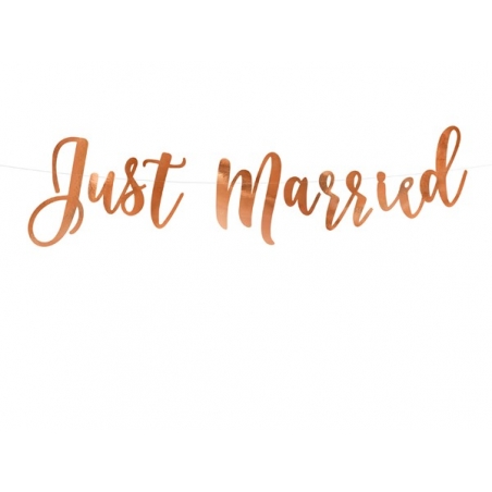 Guirlande Just Married de couleur Rose gold, idéale pour agrémenter votre décoration de mariage