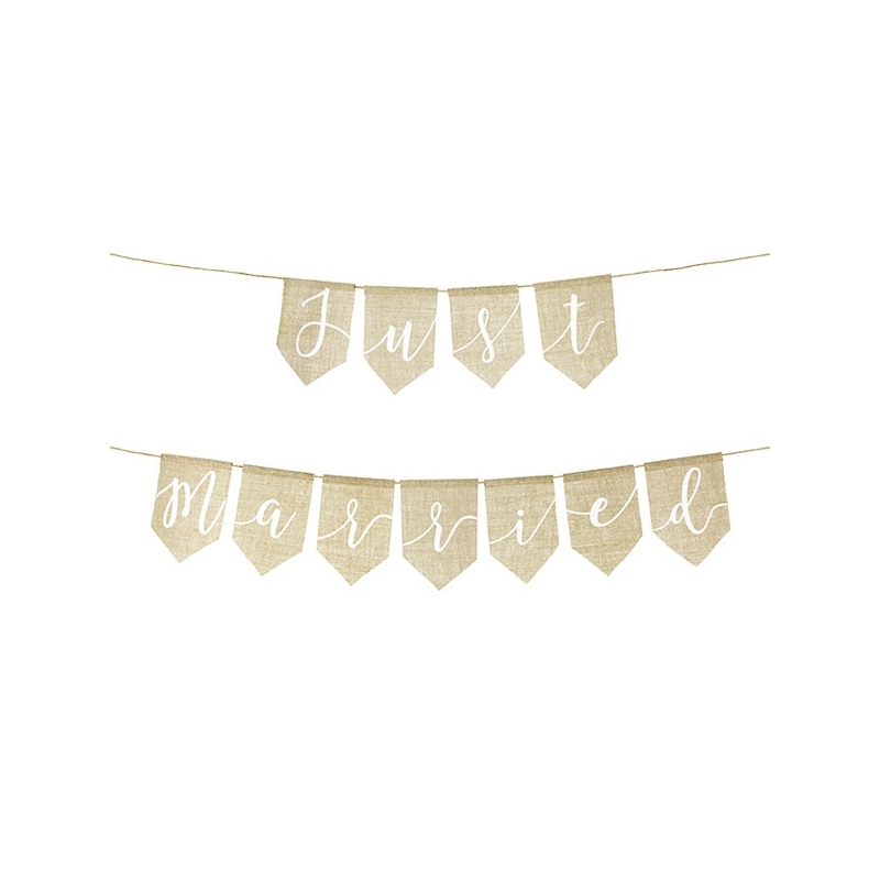 Décoration de mariage, guirlande en jute "Just Married"