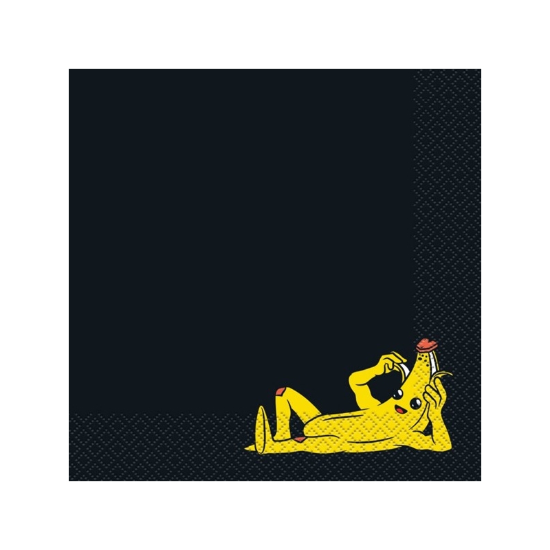 Serviettes en papier Fortnite 33 cm, un lot de 16 serviettes noires décorées du skin banane