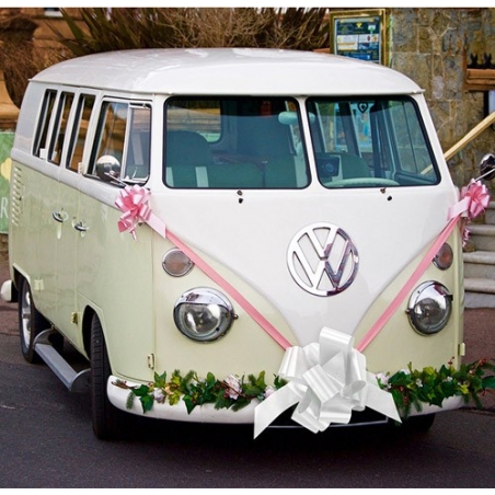 Mariage - kit de décoration pour voiture ( 6 petits nœuds, un rouleau de tulle, 1 gros nœud)